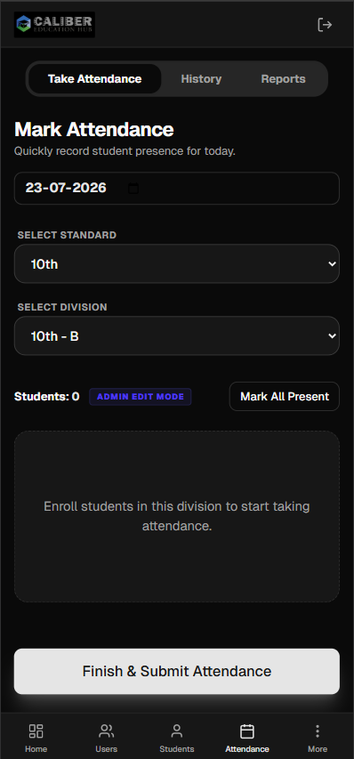 Student portal screen mockup